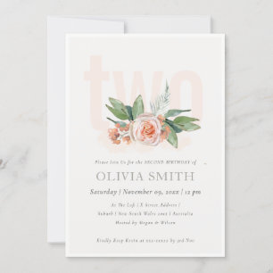 Pastel Peach Rose Floral Bunch 2e Invitation d'ann