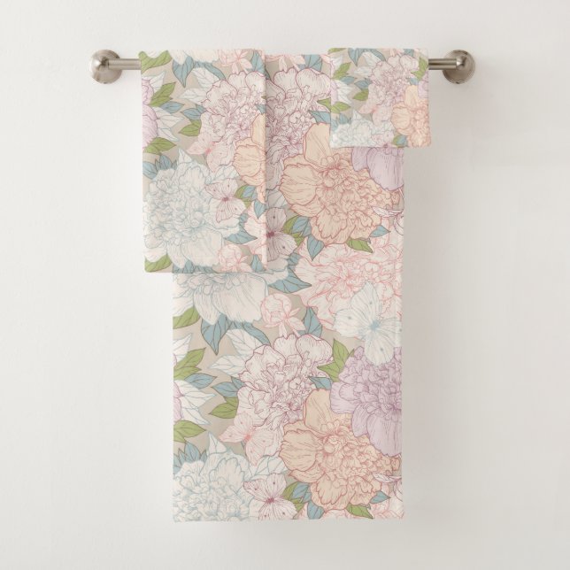Pastel Peony & Butterfly Flower Motif (En situation)