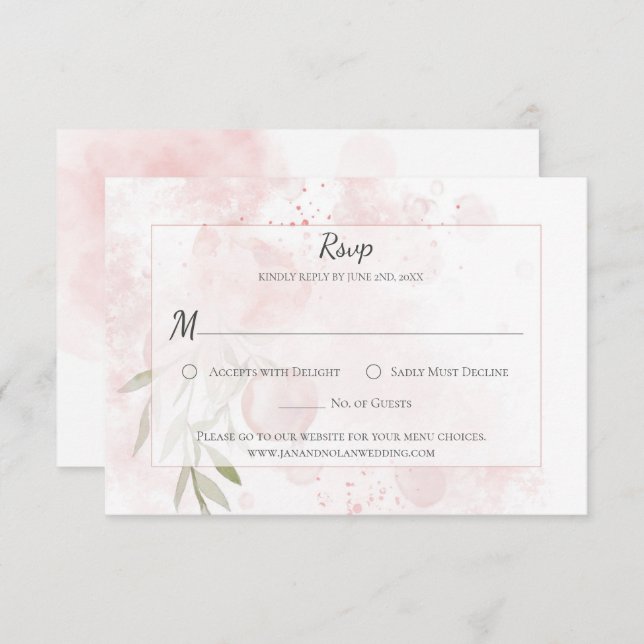Pastel Peony Rose Aquarelle Laver RSVP (Devant / Derrière)