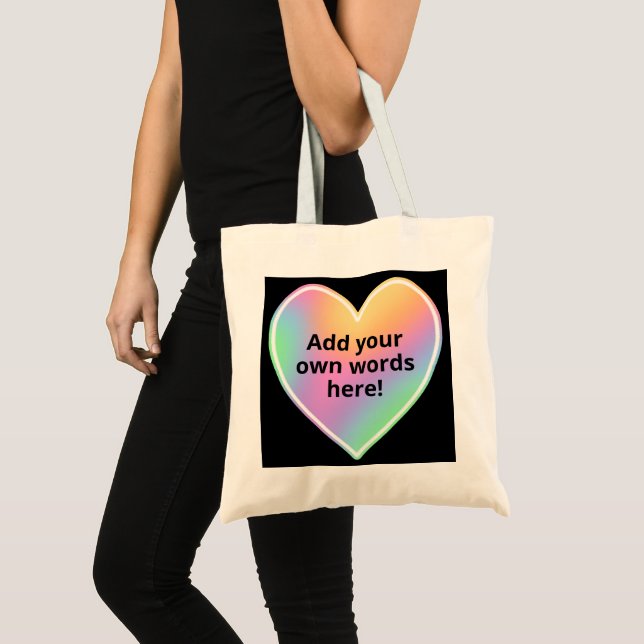 Pastel personnalisé Rainbow Heart Sac fourre-tout (Devant (produit))
