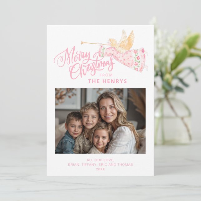 Pastel Pink Angel | Merry Christmas Photo (Debout devant)