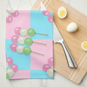 Pastel Pink Blue À damiers Dango Serviettes de cui