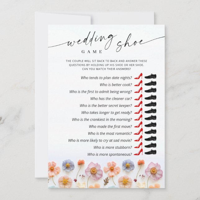 Pastel Pink Boho Fleur sauvage carte de jeu nuptia (Devant)