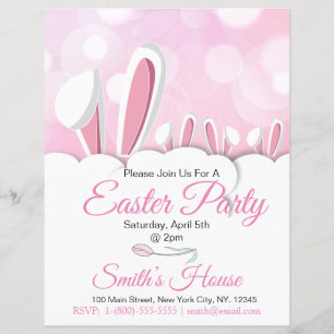 Pastel Pink Bunny Pâques Oreilles Invitation