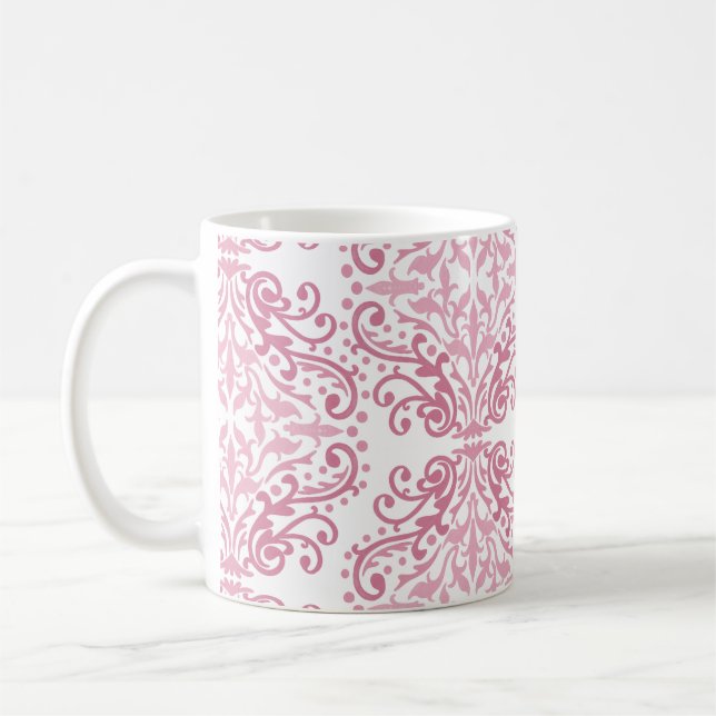 Pastel Pink Damask Café Mug (Gauche)