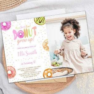 Pastel Pink Donut Anniversaire Invitations avec ph