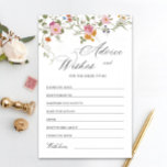 Pastel Pink Floral Fleur sauvage Conseils & Voeux<br><div class="desc">Personnalisez avec la mariée le nom et la date de la douche. Pour plus de personnalisation,  cliquez sur le lien "customiser plus loin". Si vous avez besoin d'aide,  contactez-moi s'il vous plaît.</div>