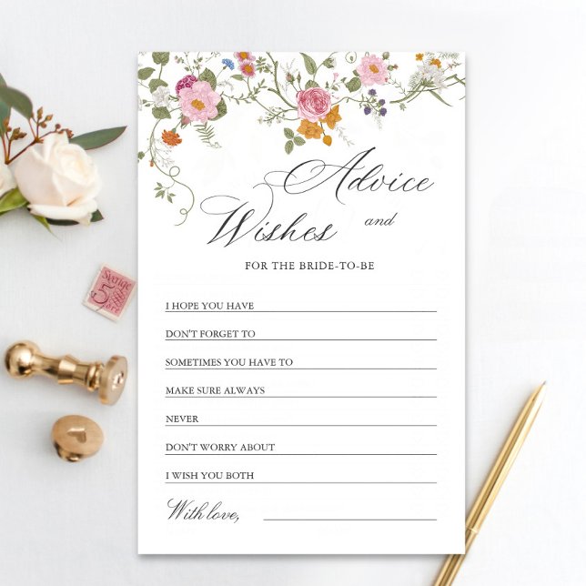 Pastel Pink Floral Fleur sauvage Conseils & Voeux  (Créateur téléchargé)