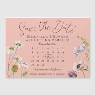 Pastel Pink Flower Mariage Calendrier Enregistrer 