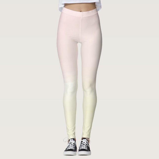 Pastel Pink Lemon Jaune Ombre Femmes Leggings (Devant)