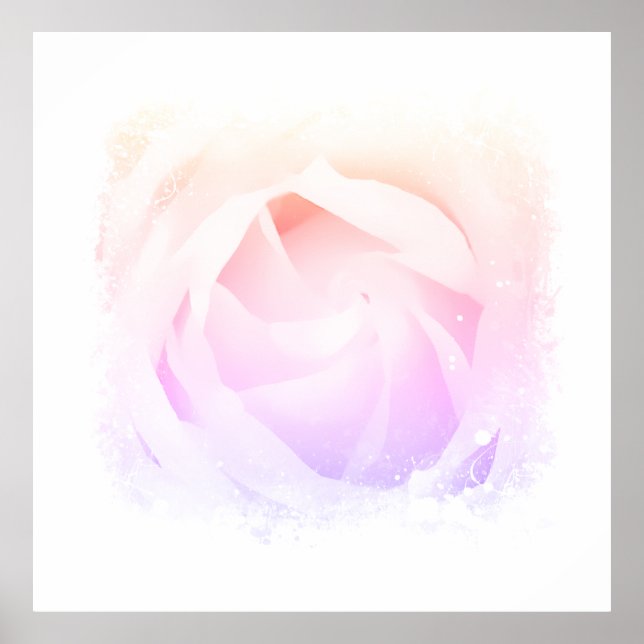 *~* Pastel Pink Peach Rose Floral AR8 Art Poster (Devant)