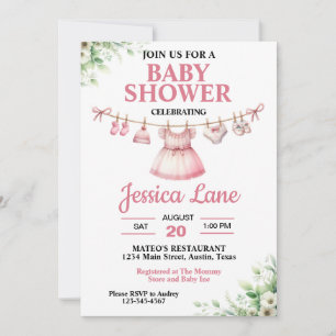 Pastel Pink Tutu Invitation Baby shower fille