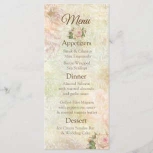 Pastel Pink Vintage Rose Mariage Carte Menu