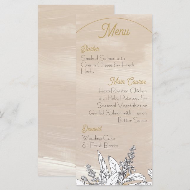 Pastel Pink Wedding Menu (Devant / Derrière)