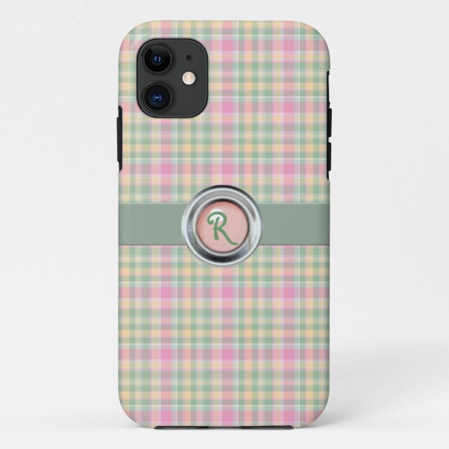 Pastel Plaid Monogram iPhone 5 Coque (Dos)