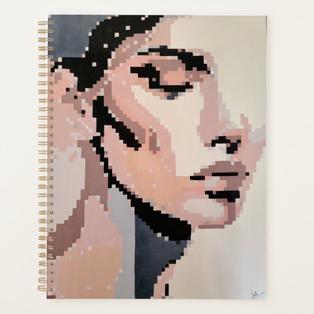 Pastel planner with soft pixel portrait (Devant)