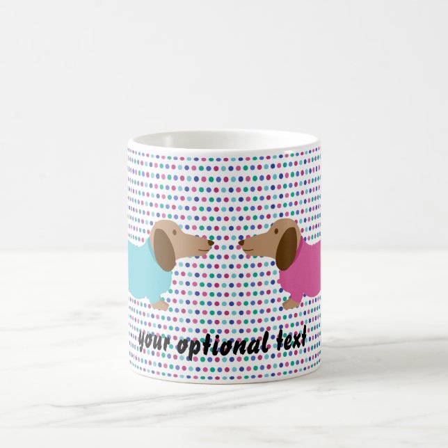 Pastel Polka Dot Dachshund Café Mug (Centre)
