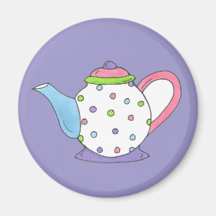 Pastel Polka Dot en céramique Tea Pot Magnet Teapo