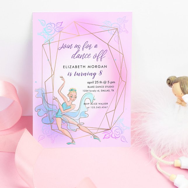 Pastel Pretty Ballerina Invitation de fête d'anniv (Créateur téléchargé)
