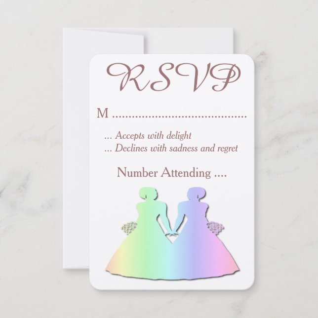 Pastel Pride Brides RSVP pour un Mariage lesbien (Devant)