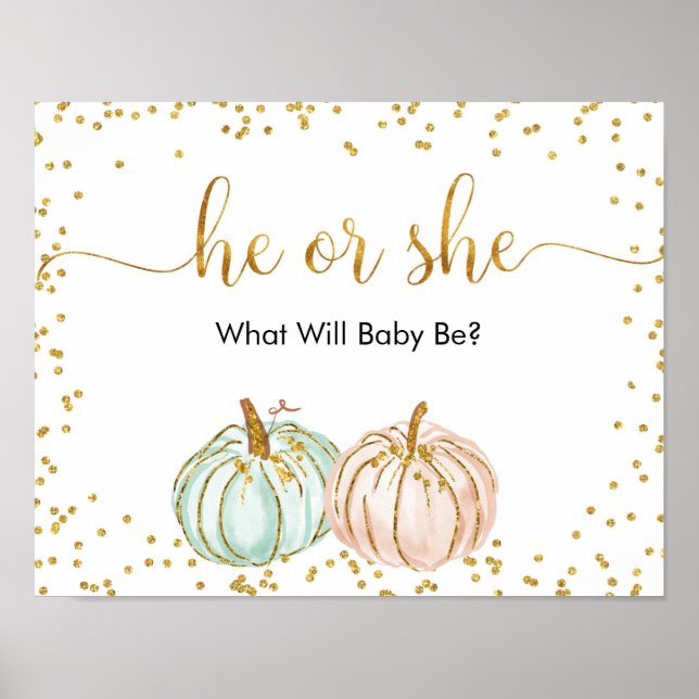 Pastel Pumpkin Gender Reveal Welcome Poster (Devant)