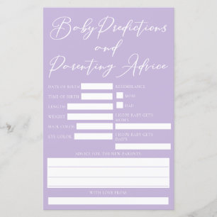 Pastel Purple Baby shower Prédictions