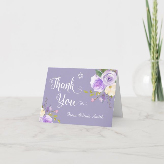 Pastel Purple Bat mitzvah Floral Merci (Devant)