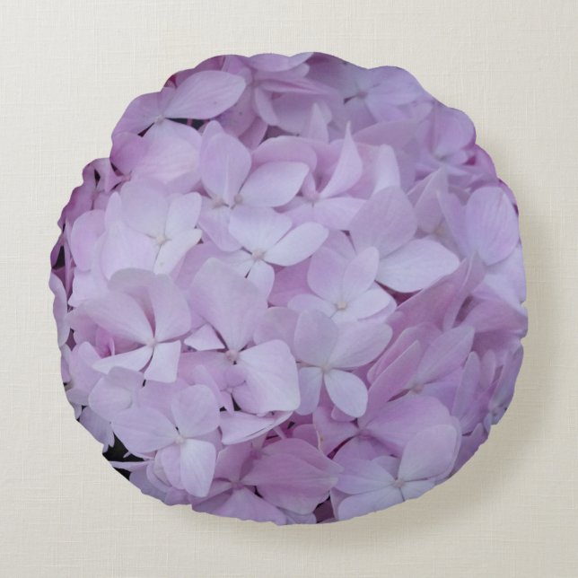 Pastel Purple Hydrangea Motif Coussin rond (Devant)