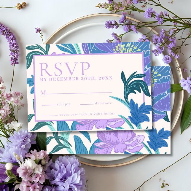 Pastel Purple Lilac Floral Mariage Carte Rsvp (Créateur téléchargé)