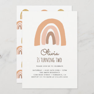 Pastel Rainbow 2e Anniversaire Cartes d'invitation