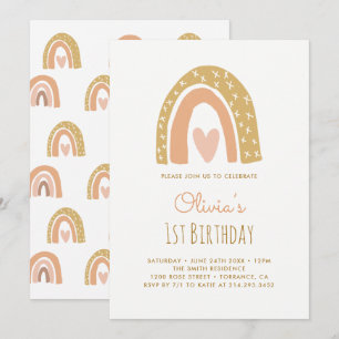 Pastel Rainbow Anniversaire Cartes d'invitation