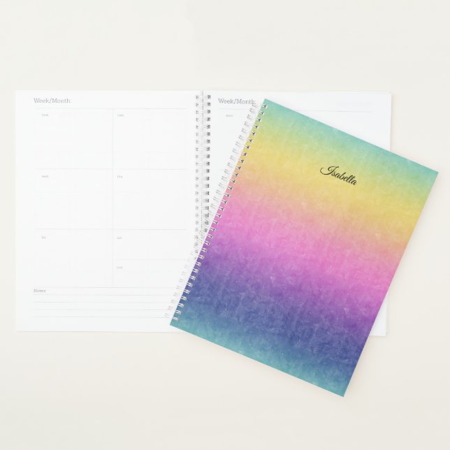 Pastel Rainbow avec nom de script ou votre texte (Devant avec enveloppe)