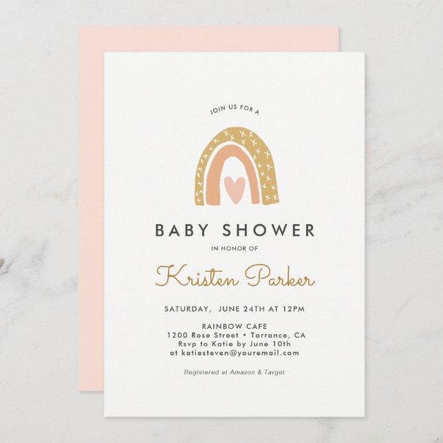 Pastel Rainbow Baby shower Cartes d'invitation (Devant / Derrière)