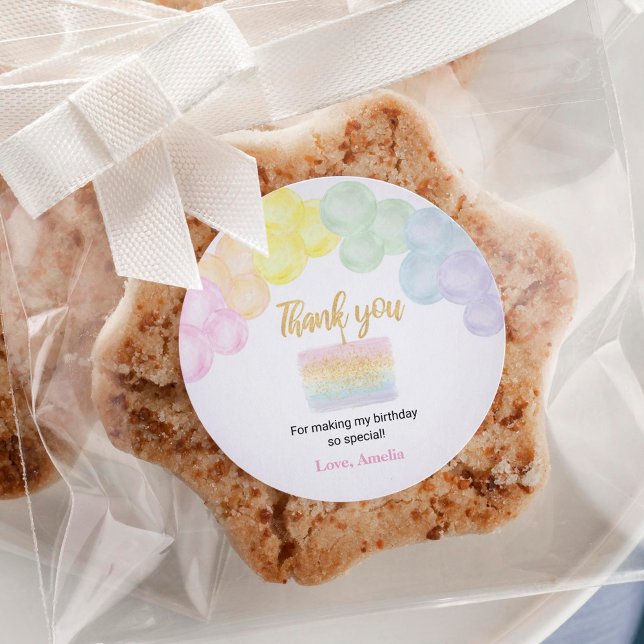 Pastel Rainbow Balloon Sticker d'anniversaire Étiq (Créateur téléchargé)