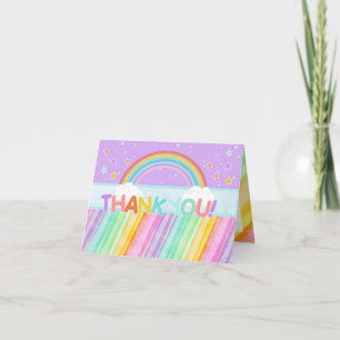 Pastel Rainbow Carte de remerciements d'anniversai