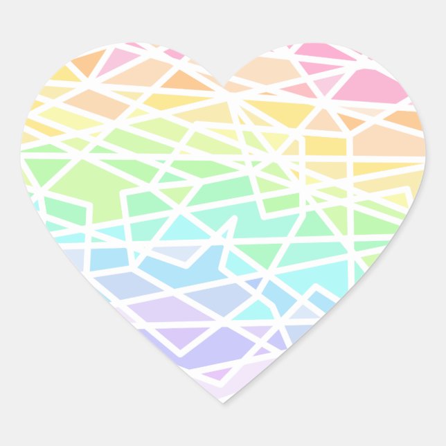Pastel Rainbow Colors Sticker Coeur géométrique (Devant)
