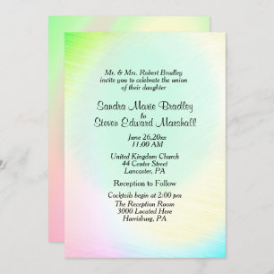 Pastel Rainbow Faire-part de mariage avec réceptio