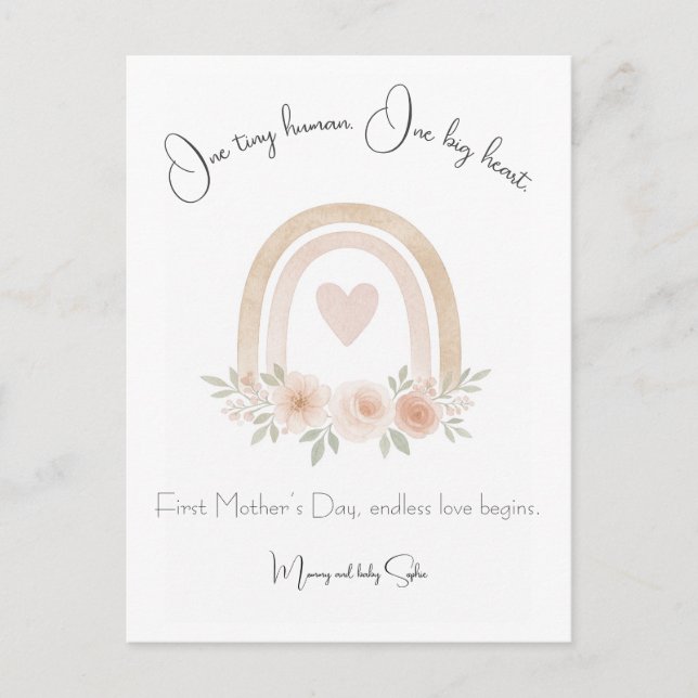 Pastel Rainbow First Mother's Day Carte postale (Devant)