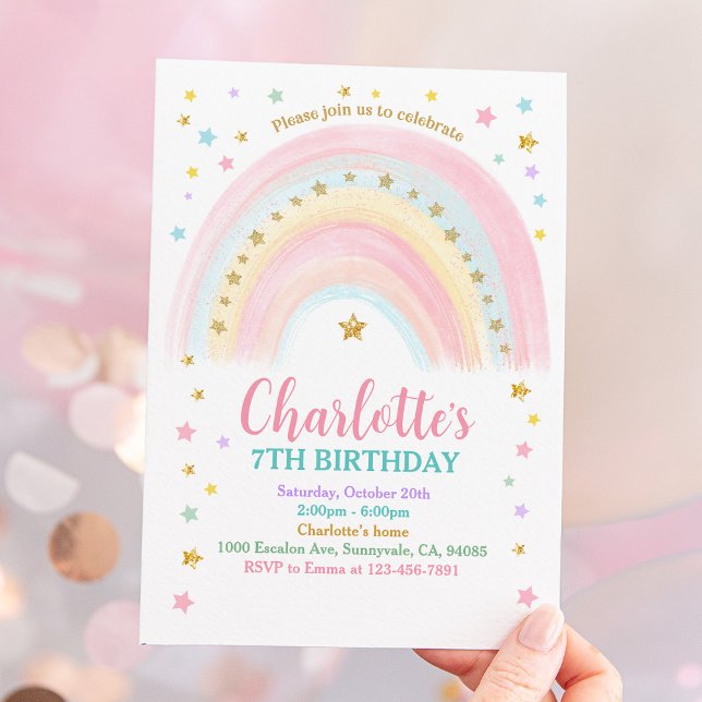 Pastel Rainbow Invitation d'anniversaire (Créateur téléchargé)