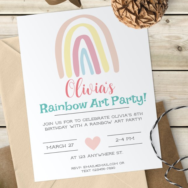 Pastel Rainbow Invitation d'anniversaire (Créateur téléchargé)