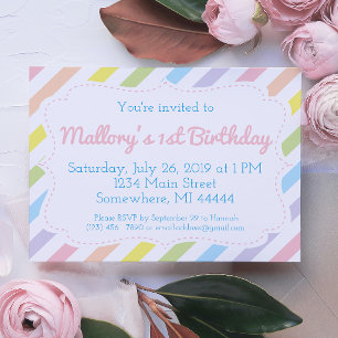 Pastel Rainbow Invitation d'anniversaire