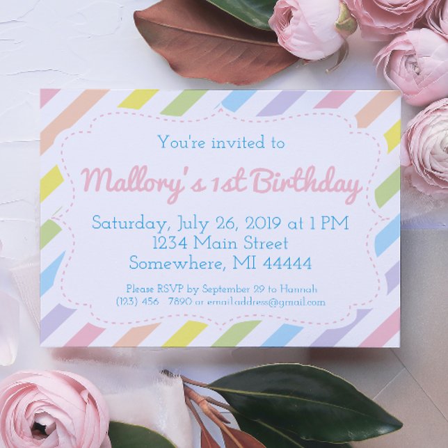 Pastel Rainbow Invitation d'anniversaire (Créateur téléchargé)