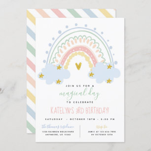 Pastel Rainbow Invitation d'anniversaire
