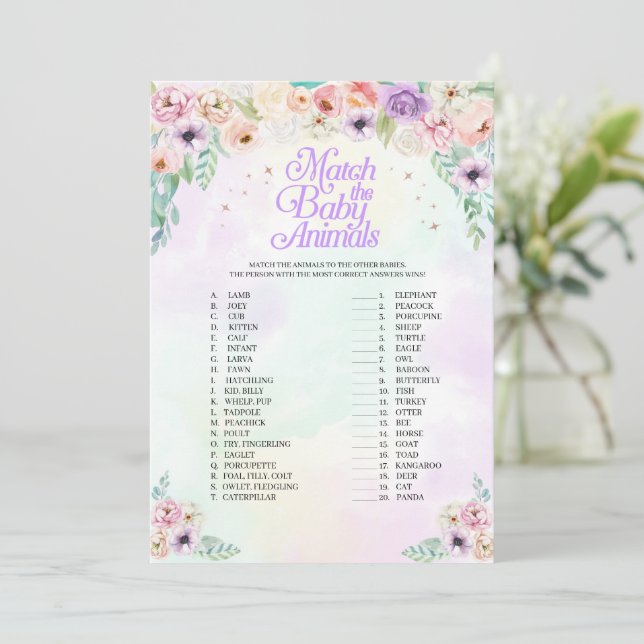 Pastel Rainbow Match La Carte De Jeu Baby Animals (Debout devant)