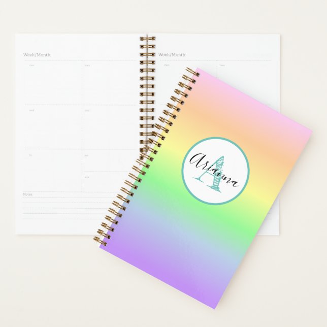 Pastel Rainbow Monogrammé Personnalisé (Devant avec enveloppe)