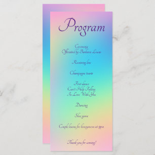 Pastel Rainbow Programme de mariage dégradé