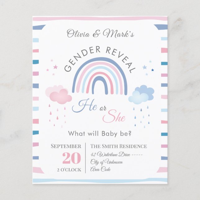 Pastel Rainbow Rain Genre Reveillez Invitation (Devant)