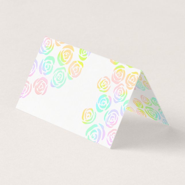 Pastel Rainbow Rose Mariages Cartes de Place (Front)