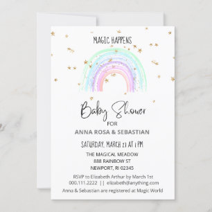 *~* Pastel Rainbow Stars Invitation Baby shower