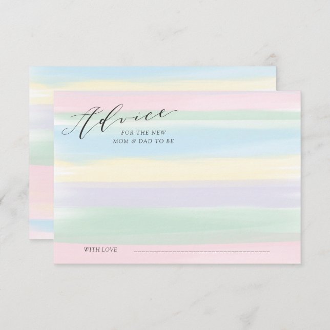 Pastel Rainbow Stripes Conseil Carte Baby shower (Devant / Derrière)